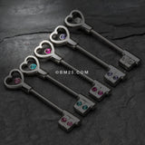 Detail View 1 of A Pair of Heart Key Nipple Barbell Ring-Clear Gem