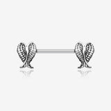 A Pair of Fallen Angel Wing Nipple Barbell Ring