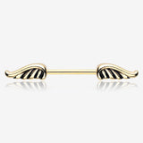 A Pair of Golden Angel Wing Nipple Barbell Ring-Gold