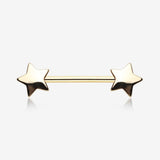 A Pair of Golden Star Nipple Barbell Ring