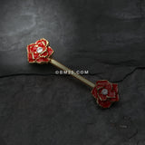 Detail View 1 of A Pair of Golden Rose Sparkle Nipple Barbell Ring-Red/Clear