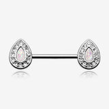 A Pair of Opal Avice Nipple Barbell Ring-Clear Gem/White