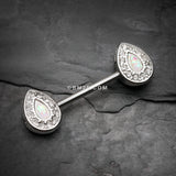 Detail View 1 of A Pair of Opal Avice Nipple Barbell Ring-Clear Gem/White