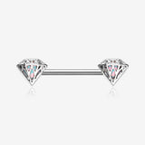 A Pair of Urban Diamond Iridescent Sparkle Nipple Barbell