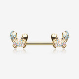 A Pair of Golden Adorable Fiddler Crab Sparkle Nipple Barbell