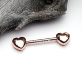 Detail View 1 of A Pair of Rose Gold Classic Fluffy Heart Steel Nipple Barbell