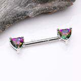 Detail View 1 of A Pair of Iridescent Heart Sparkle Nipple Barbell-Rainbow