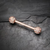 Detail View 1 of A Pair of Rose Gold Sparkle Multi-Gem Paved Nipple Barbell Ring-Aurora Borealis