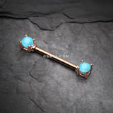 Detail View 1 of A Pair of Rose Gold Turquoise Bead Prong Nipple Barbell-Turquoise