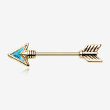 A Pair of Golden Vintage Arrow Turquoise Nipple Barbell