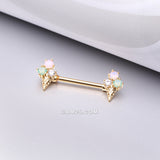 Detail View 1 of A Pair of Golden Adorable Mixed Flavor Ice Cream Cone Nipple Barbell-Clear Gem/Rose Water Opal/Aqua