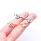 Detail View 3 of A Pair of Guardian Angelic Wing Sparkle Nipple Barbell-Clear Gem