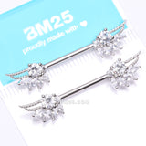 Detail View 4 of A Pair of Guardian Angelic Wing Sparkle Nipple Barbell-Clear Gem