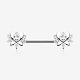 A Pair of Luscious Lotus Sparkle Nipple Barbell-Clear Gem