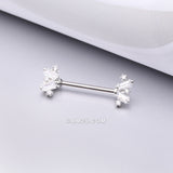 Detail View 1 of A Pair of Sparkle Overload ZigZag Nipple Barbell-Clear Gem