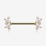 A Pair of Golden Sparkle Overload ZigZag Nipple Barbell