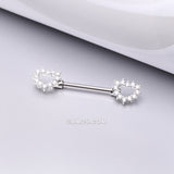 Detail View 1 of A Pair of Brilliant Sparkle Hollow Heart Nipple Barbell-Clear Gem