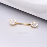 Detail View 1 of A Pair of Golden Brilliant Sparkle Hollow Heart Nipple Barbell-Clear Gem