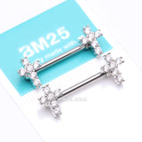Detail View 4 of A Pair of Brilliant Sparkle Cross Multi-Gem Nipple Barbell-Clear Gem