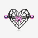 A Pair of Blackline Voodoo Heart Spiderweb Nipple Shield Ring
