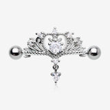 A Pair of Enchanted Princess Tiara Sparkle Dangle Nipple Shield Ring-Clear Gem
