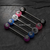 Detail View 1 of A Pair of Acrylic Gem Ball Nipple Barbell Ring-Purple/Clear