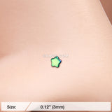 Detail View 2 of Colorline Steel Star Nose Stud Ring-Green