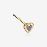 Golden Valentine Lacey Heart Nose Stud Ring-Black