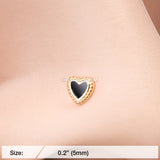 Detail View 2 of Golden Valentine Lacey Heart Nose Stud Ring-Black