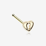 Golden Antique Heart Lock Nose Stud Ring-Gold
