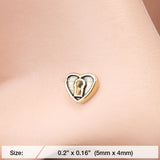 Detail View 2 of Golden Antique Heart Lock Nose Stud Ring-Gold