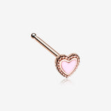 Rose Gold Valentine Lacey Heart Nose Stud Ring