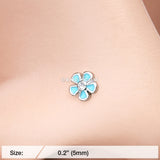 Detail View 2 of Adorable Plumbago Flower Sparkle Nose Stud Ring-Clear Gem