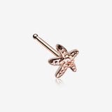 Rose Gold Starfish Sparkle Nose Stud Ring-Clear Gem