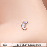 Detail View 2 of Rose Gold Iridescent Revo Crescent Moon Sparkle Nose Stud Ring