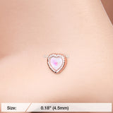 Detail View 2 of Rose Gold Opalescent Sparkle Heart Nose Stud Ring-White