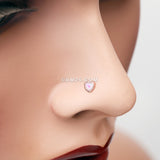 Detail View 1 of Rose Gold Opalescent Sparkle Heart Nose Stud Ring-White