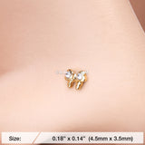 Detail View 2 of Golden Dainty Bow-Tie Sparkle Nose Stud Ring-Clear Gem