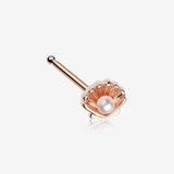 Rose Gold Ariel's Shell Pearlescent Nose Stud Ring-White