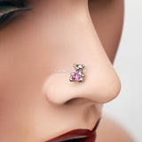 Detail View 1 of Adorable Teddy Bear Sparkle Nose Stud Ring-Pink