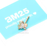 Detail View 4 of Golden Dainty Butterfly Sparkle Multi-Gem Nose Stud Ring-Clear Gem