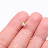 Detail View 2 of Golden Dainty Butterfly Sparkle Multi-Gem Nose Stud Ring-Clear Gem