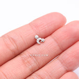 Detail View 2 of Adorable Celestial Sun Moon Star Sparkle Nose Stud Ring-Clear Gem