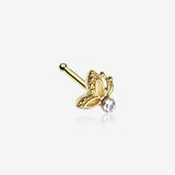 Golden Glam Butterfly Sparkle Nose Stud Ring