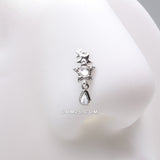 Detail View 1 of Cascading Shooting Star Sparkle Dangle Nose Stud Ring-Clear Gem