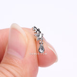 Detail View 2 of Cascading Shooting Star Sparkle Dangle Nose Stud Ring-Clear Gem