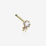 Golden Twinkle Double Star Sparkle Nose Stud Ring