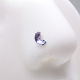 Detail View 1 of Crescent Moon Gem Sparkle Nose Stud Ring-Tanzanite