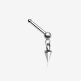 Steel Ball Dangle Chained Spike Nose Stud Ring
