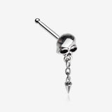 Death Skull Dangle Chained Spike Nose Stud Ring